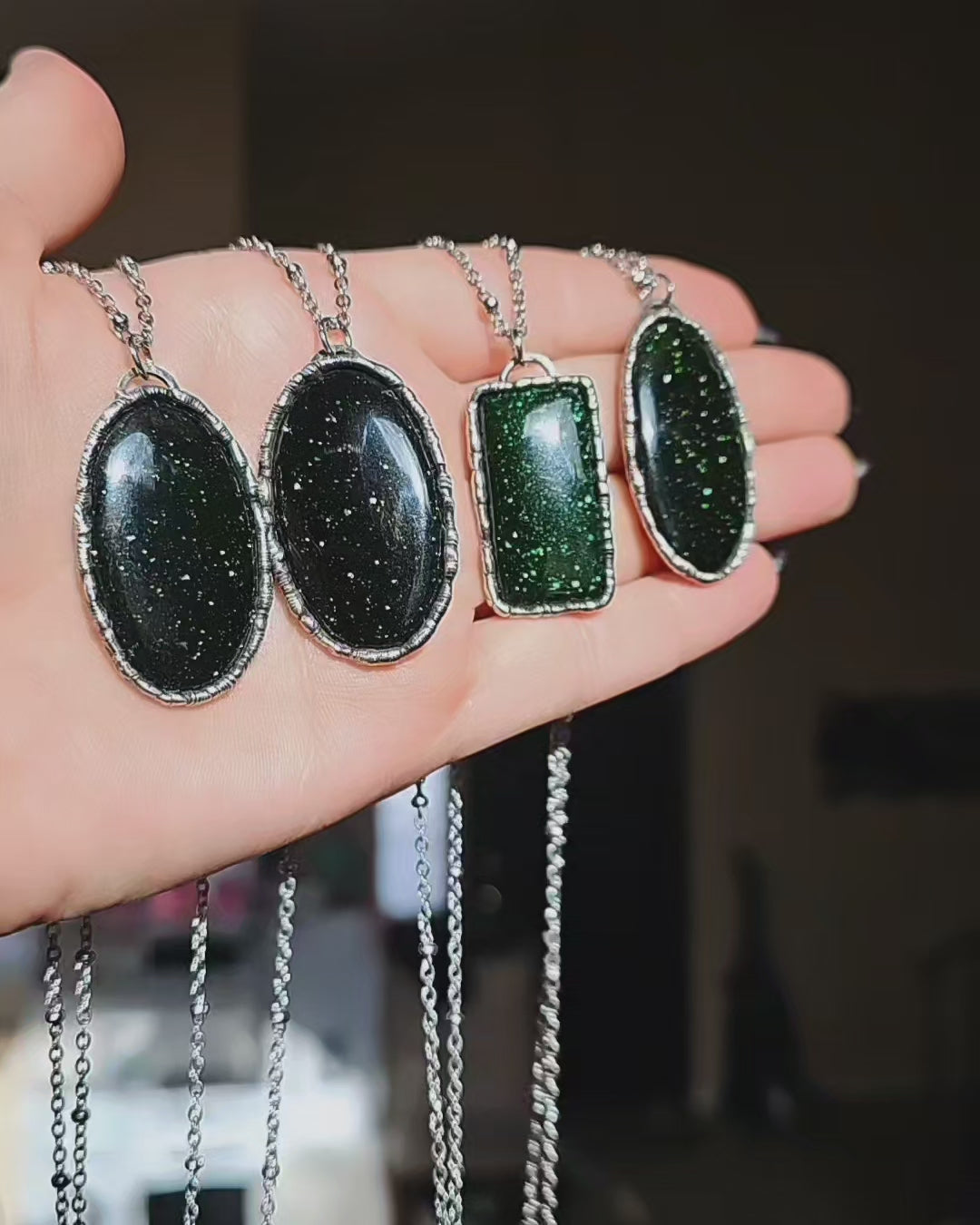 Haunted Green Goldstone Pendant