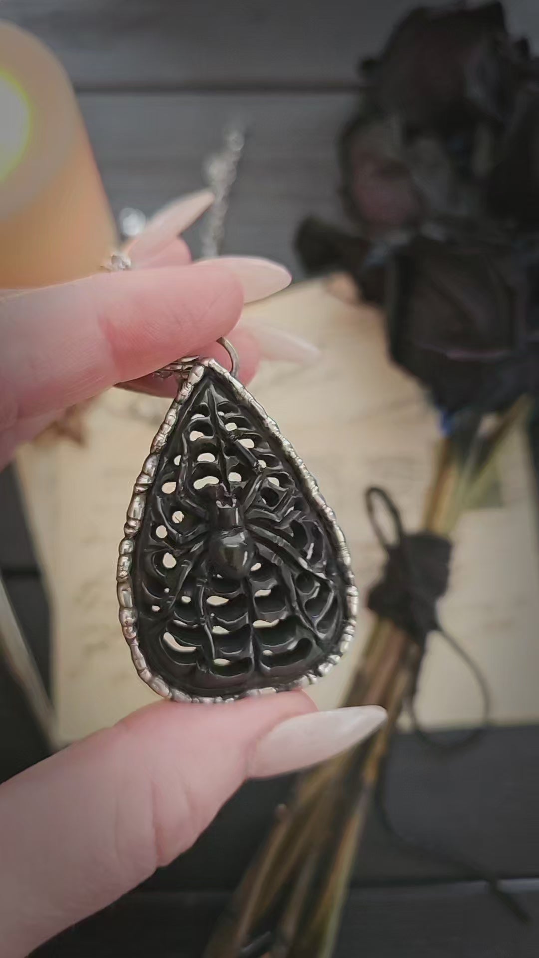 Spiderweb Planchette Pendant 💀🥀