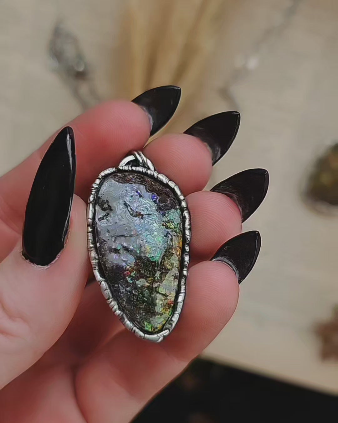 Ammolite Fossil Pendant