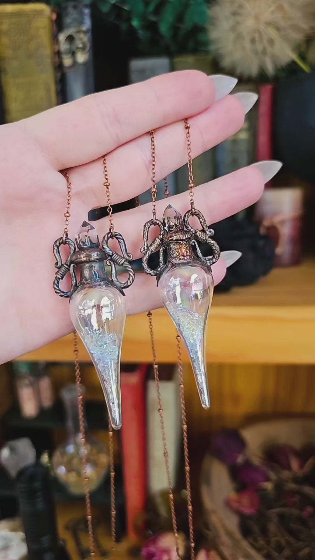 Quartz Diamond Vial Pendant