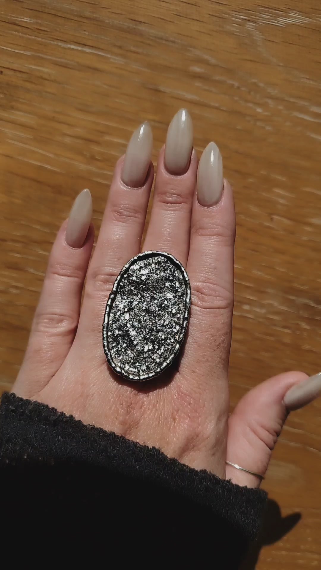 Biotite Druzy Ring, Adjustable size 6-11