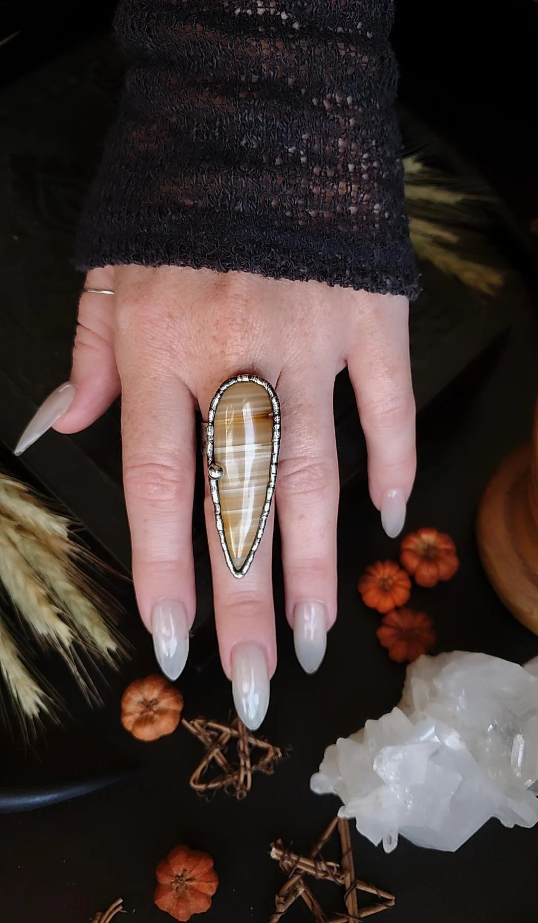 Banded Agate Ring, size 7-9