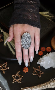 Biotite Druzy Ring, Adjustable size 6-11