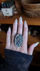 Biotite Druzy Ring, Adjustable size 6-11